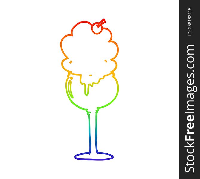 rainbow gradient line drawing of a cartoon ice cream desert