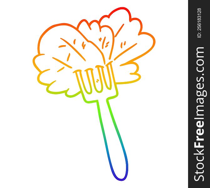 rainbow gradient line drawing of a cartoon salad leaves