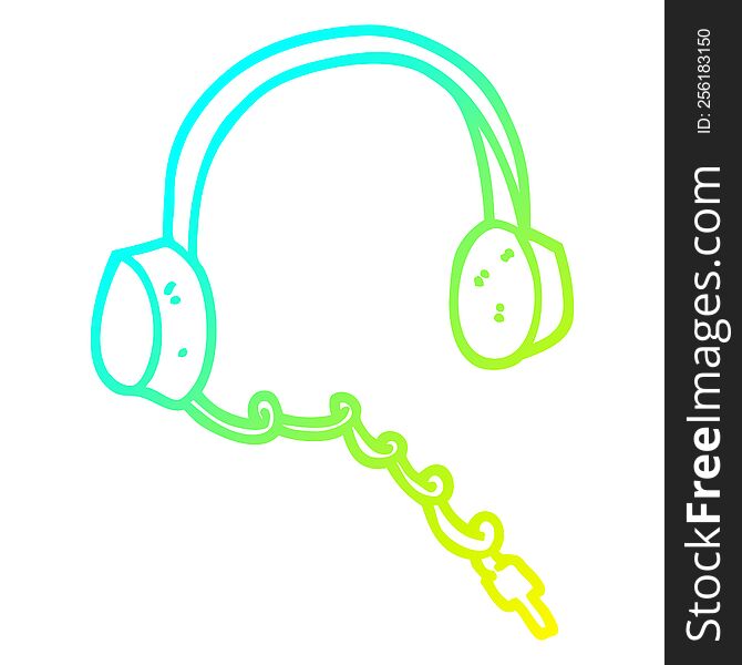 cold gradient line drawing of a cartoon headphones