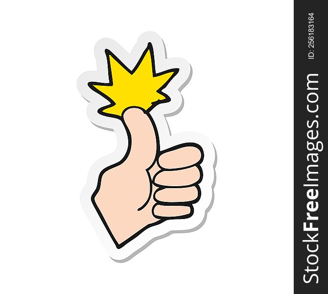 Sticker Of A Cartoon Thumbs Up