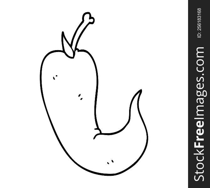 line drawing cartoon red hot chilli pepper