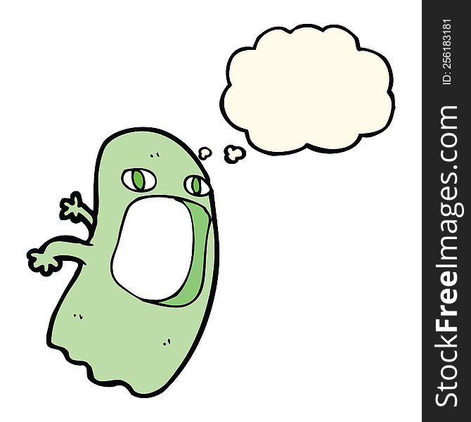 funny cartoon ghost with thought bubble