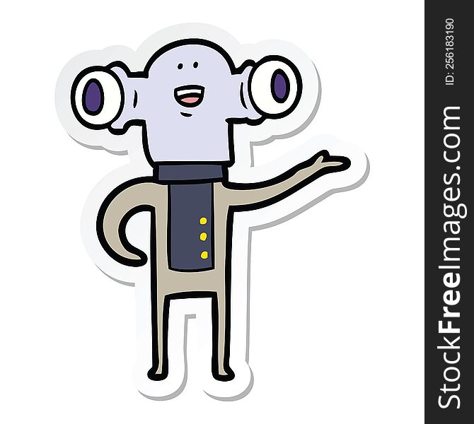 Sticker Of A Friendly Cartoon Alien Gesturing