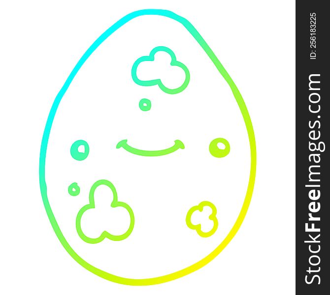 Cold Gradient Line Drawing Cartoon Egg