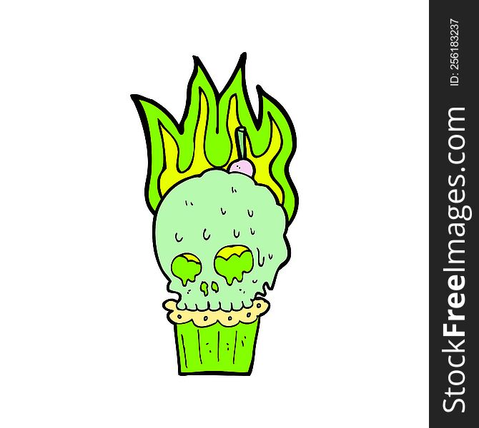 cartoon spooky skull cupcake