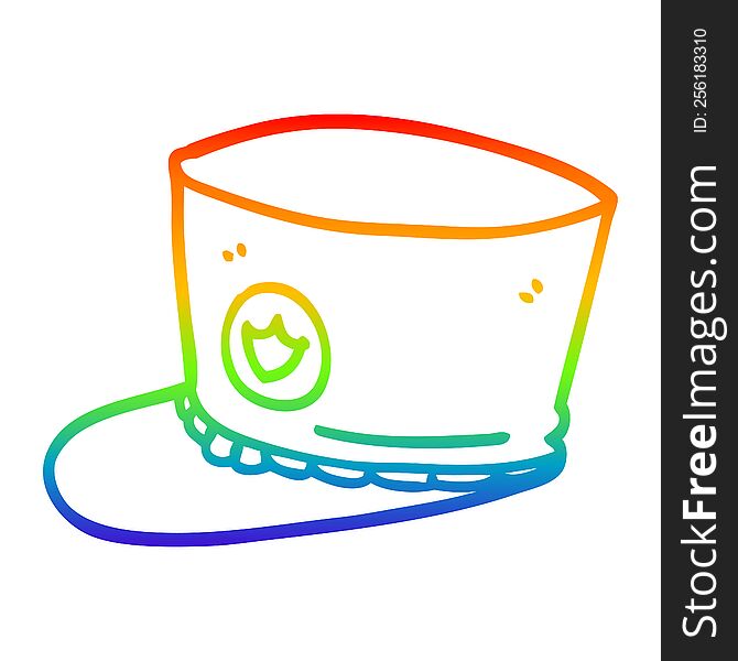 rainbow gradient line drawing of a cartoon band hat