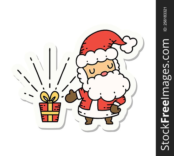 Sticker Of Tattoo Style Santa Claus Christmas Character
