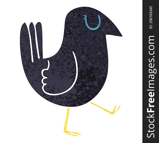 Quirky Retro Illustration Style Cartoon Crow