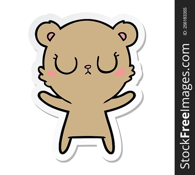 Sticker Of A Peaceful Cartoon Bear