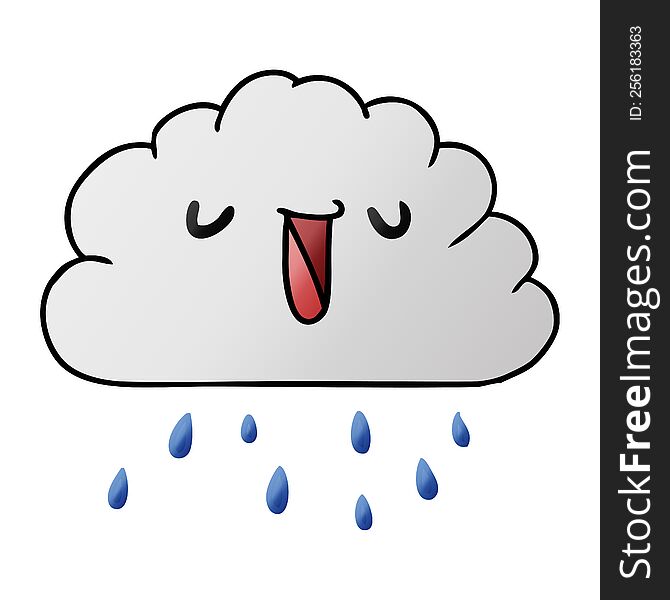gradient cartoon illustration kawaii weather rain cloud. gradient cartoon illustration kawaii weather rain cloud
