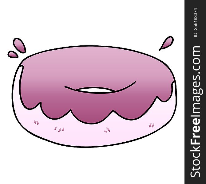 gradient shaded quirky cartoon iced donut. gradient shaded quirky cartoon iced donut