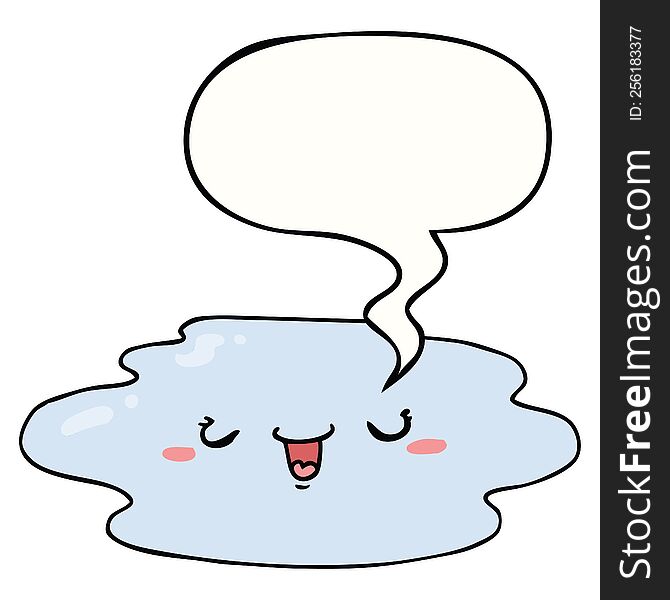 Cartoon Puddle And Face And Speech Bubble