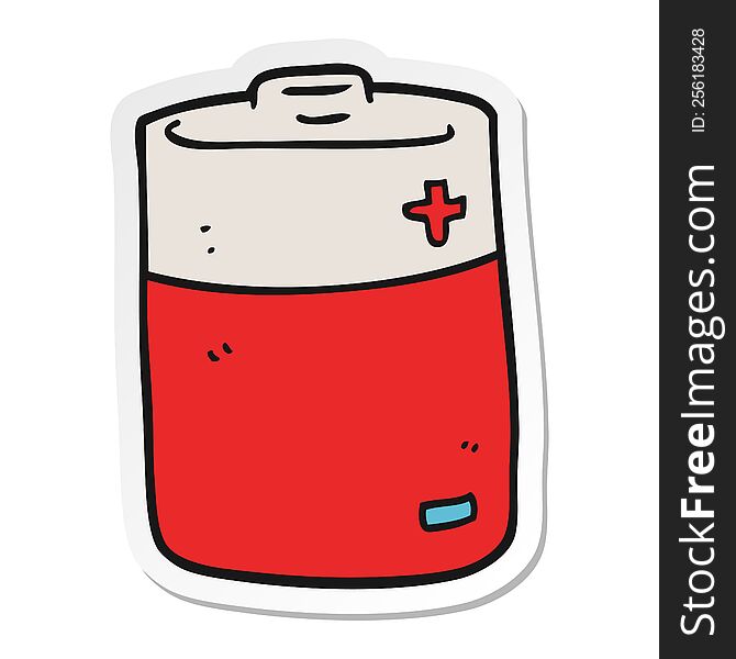 sticker of a cartoon battery