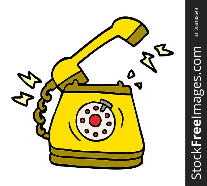 cartoon doodle ringing telephone