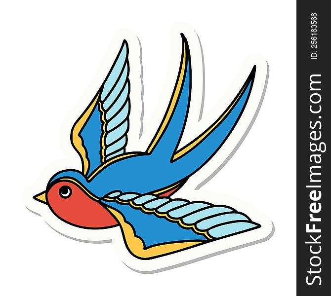 Tattoo Style Sticker Of A Swallow