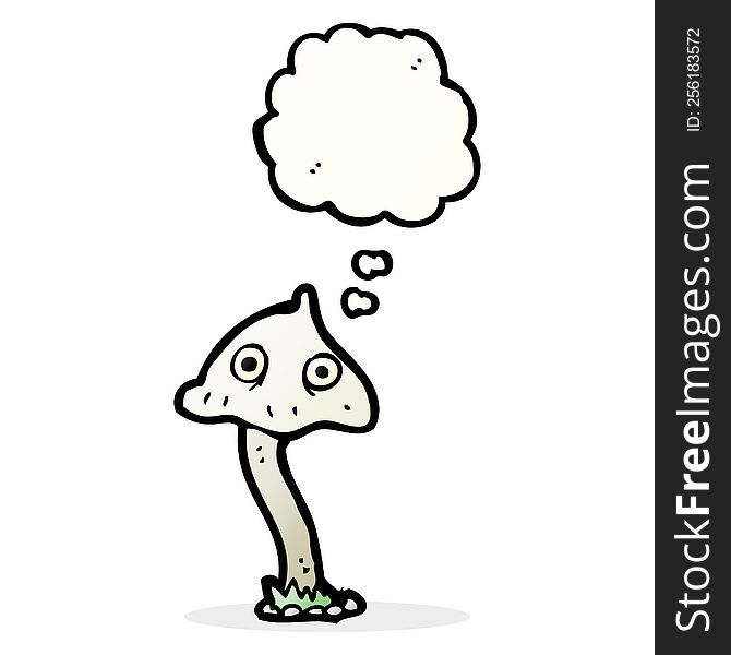 cartoon mushroom with thought bubble