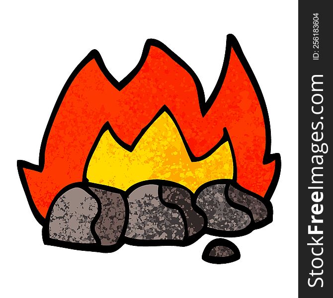 Grunge Textured Illustration Cartoon Burning Coals