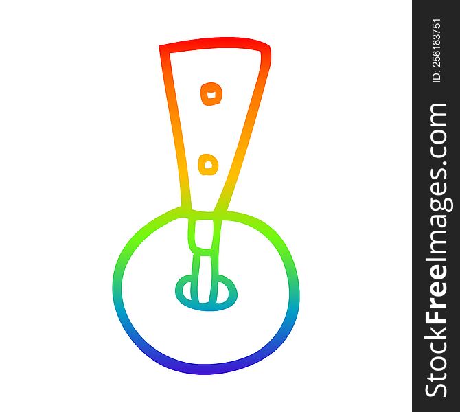 rainbow gradient line drawing of a cartoon caster wheel