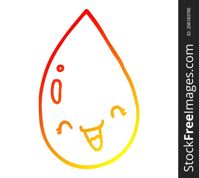 Warm Gradient Line Drawing Cartoon Raindrop