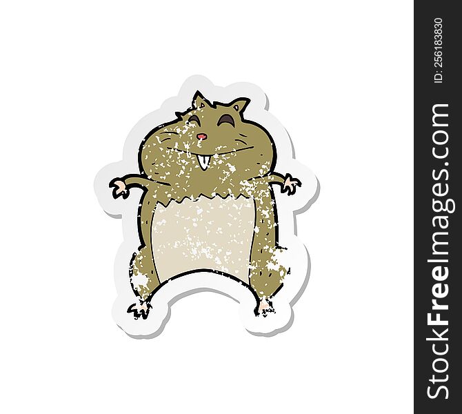 Retro Distressed Sticker Of A Cartoon Hamster