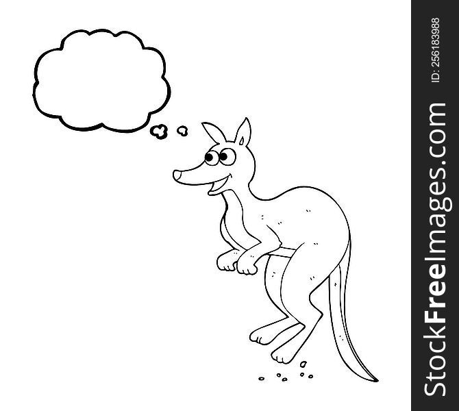 freehand drawn thought bubble cartoon kangaroo