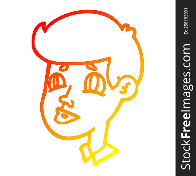 Warm Gradient Line Drawing Cartoon Boy Face