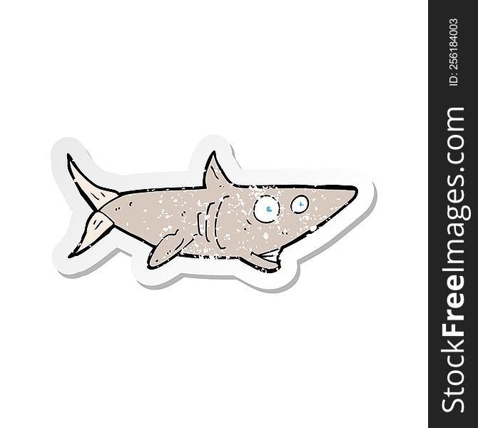 retro distressed sticker of a cartoon happy shark