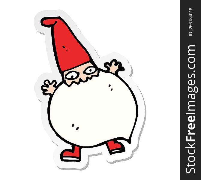 Sticker Of A Cartoon Tiny Santa