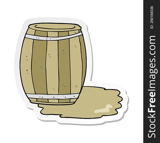 Sticker Of A Cartoon Barrel Of Beer