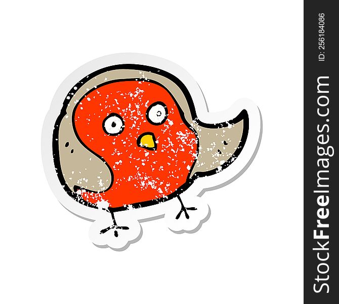 Retro Distressed Sticker Of A Cartoon Robin
