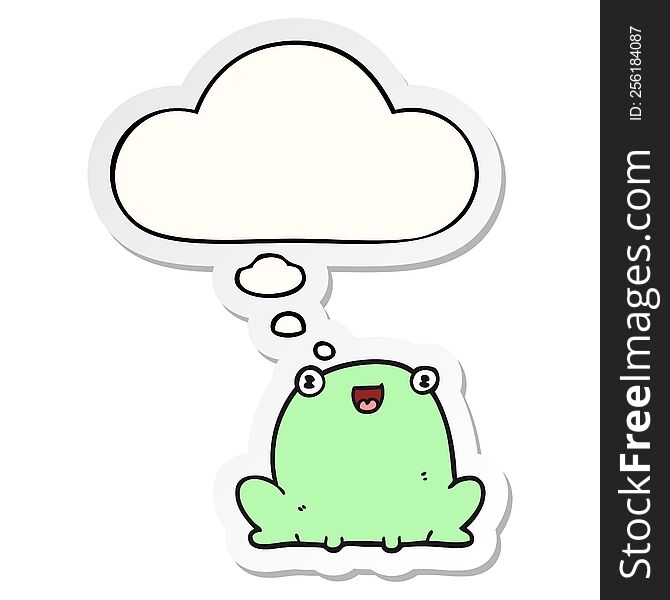 Cartoon Frog And Thought Bubble As A Printed Sticker