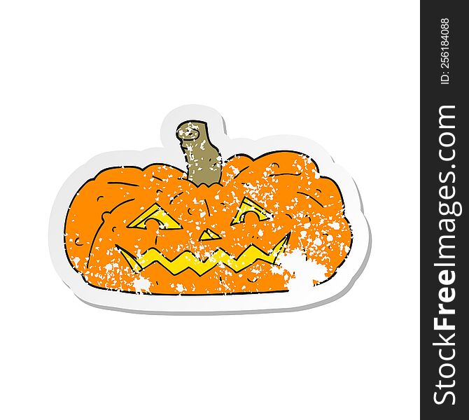 Retro Distressed Sticker Of A Cartoon Halloween Pumpkin