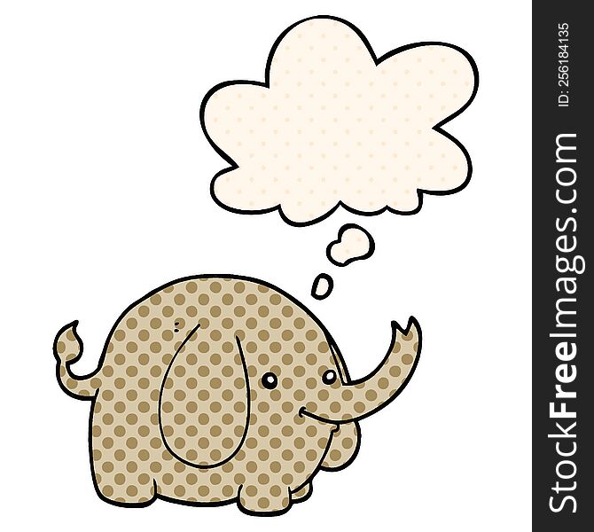 cartoon elephant with thought bubble in comic book style
