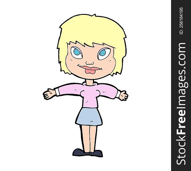 Cartoon Woman With Open Amrs