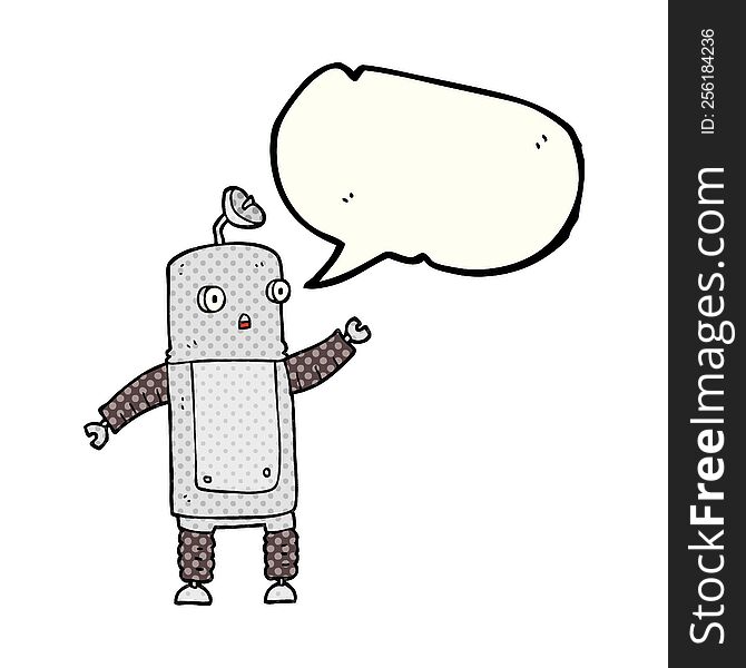 freehand drawn comic book speech bubble cartoon robot
