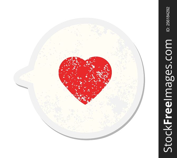 love heart in speech bubble grunge sticker