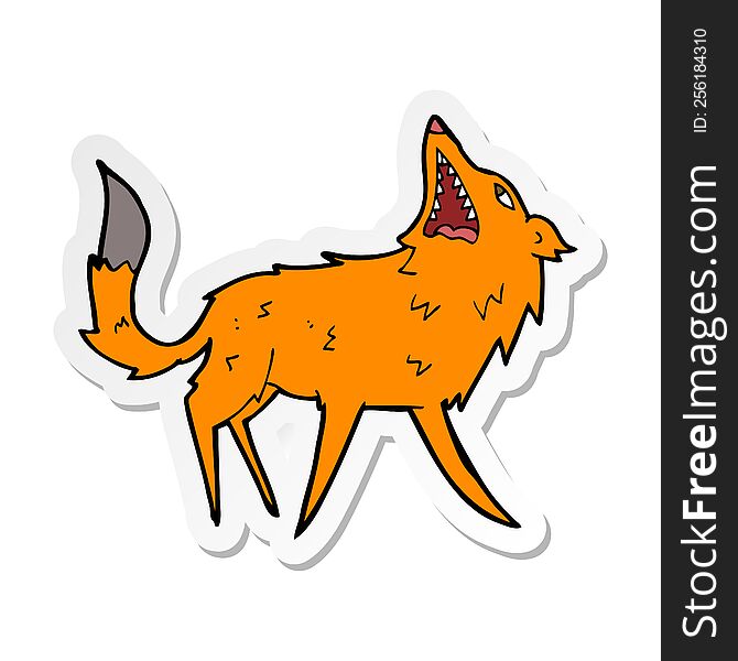 Sticker Of A Cartoon Snapping Fox