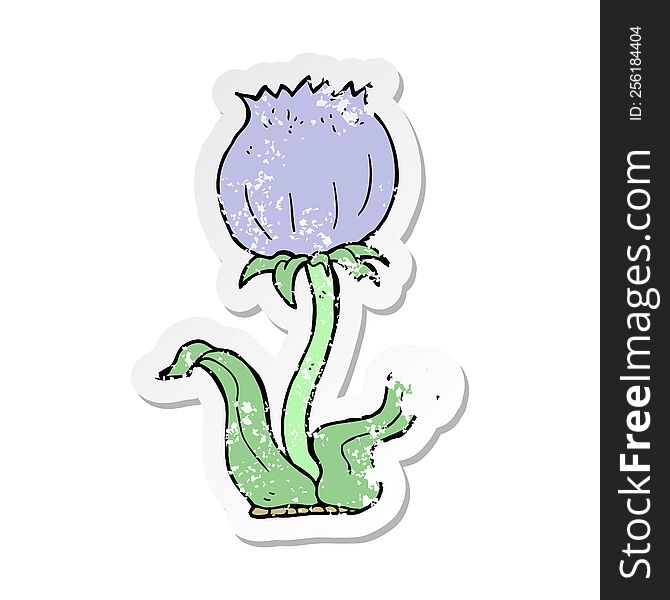 Distressed Sticker Of A Cartoon Wild Flower