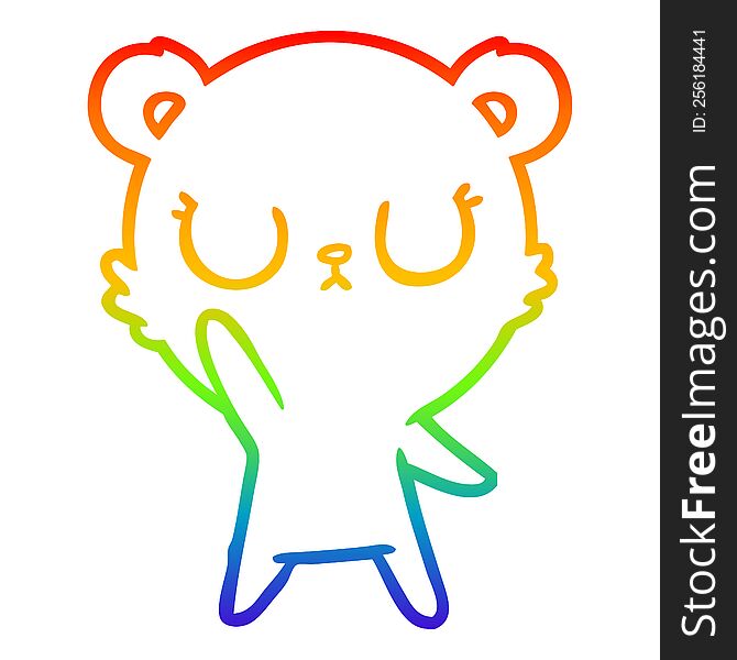 Rainbow Gradient Line Drawing Peaceful Cartoon Bear