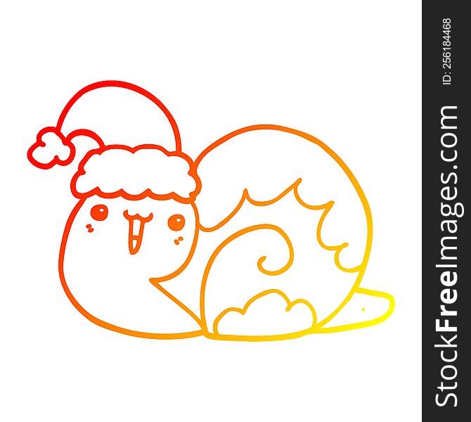 Warm Gradient Line Drawing Cute Cartoon Christmas Snail