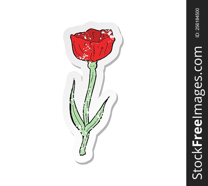 retro distressed sticker of a cartoon poppy