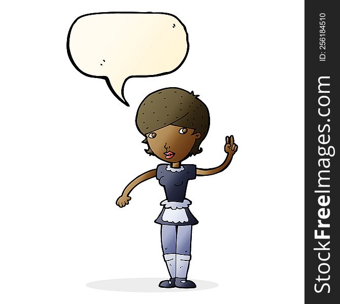 Cartoon Waitress Taking Order With Speech Bubble