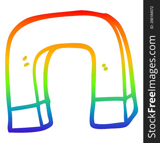 Rainbow Gradient Line Drawing Cartoon Magnet
