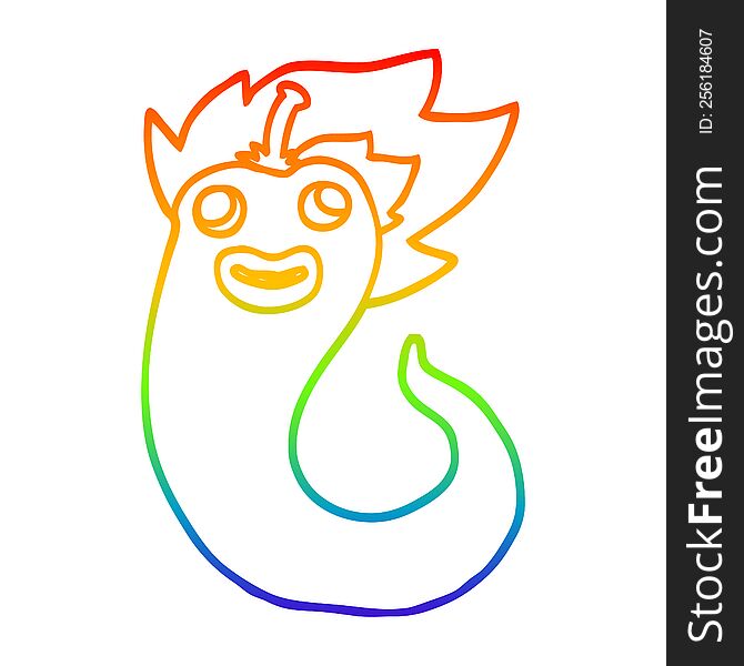 rainbow gradient line drawing of a cartoon hot chilly