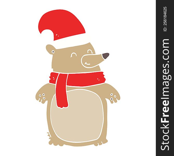 Flat Color Style Cartoon Christmas Bear