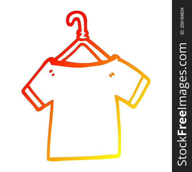 warm gradient line drawing of a cartoon t shirt on hanger