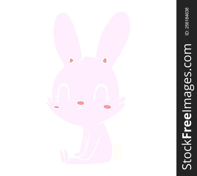 Cute Flat Color Style Cartoon Rabbit Sitting