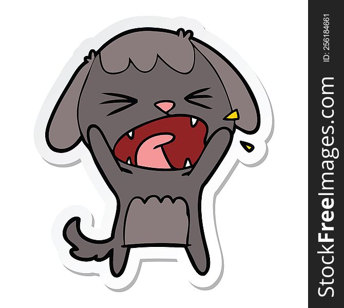 Sticker Of A Cute Cartoon Dog Barking