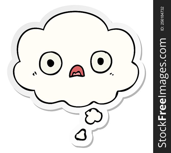 Cute Cartoon Face And Thought Bubble As A Printed Sticker