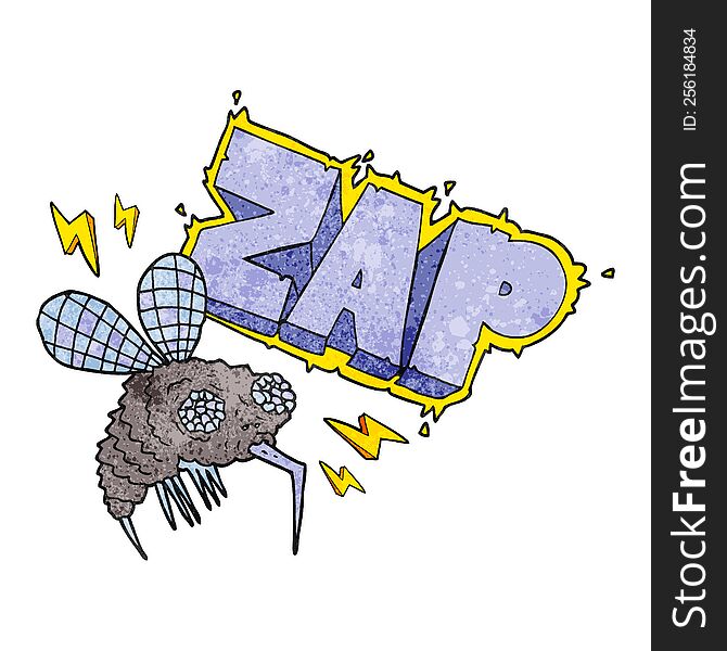 freehand textured cartoon fly zapped